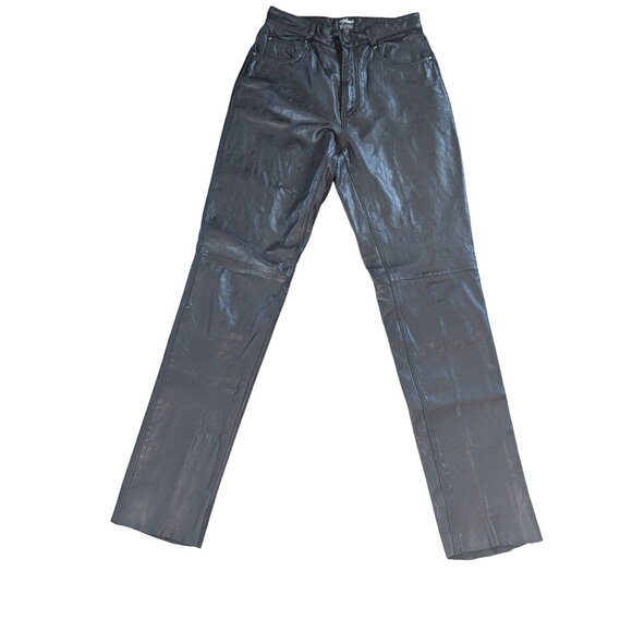 Y2K Maxima Wilson's Leather Black Women's High Rise Pants Size 10 - Picture 1 of 5